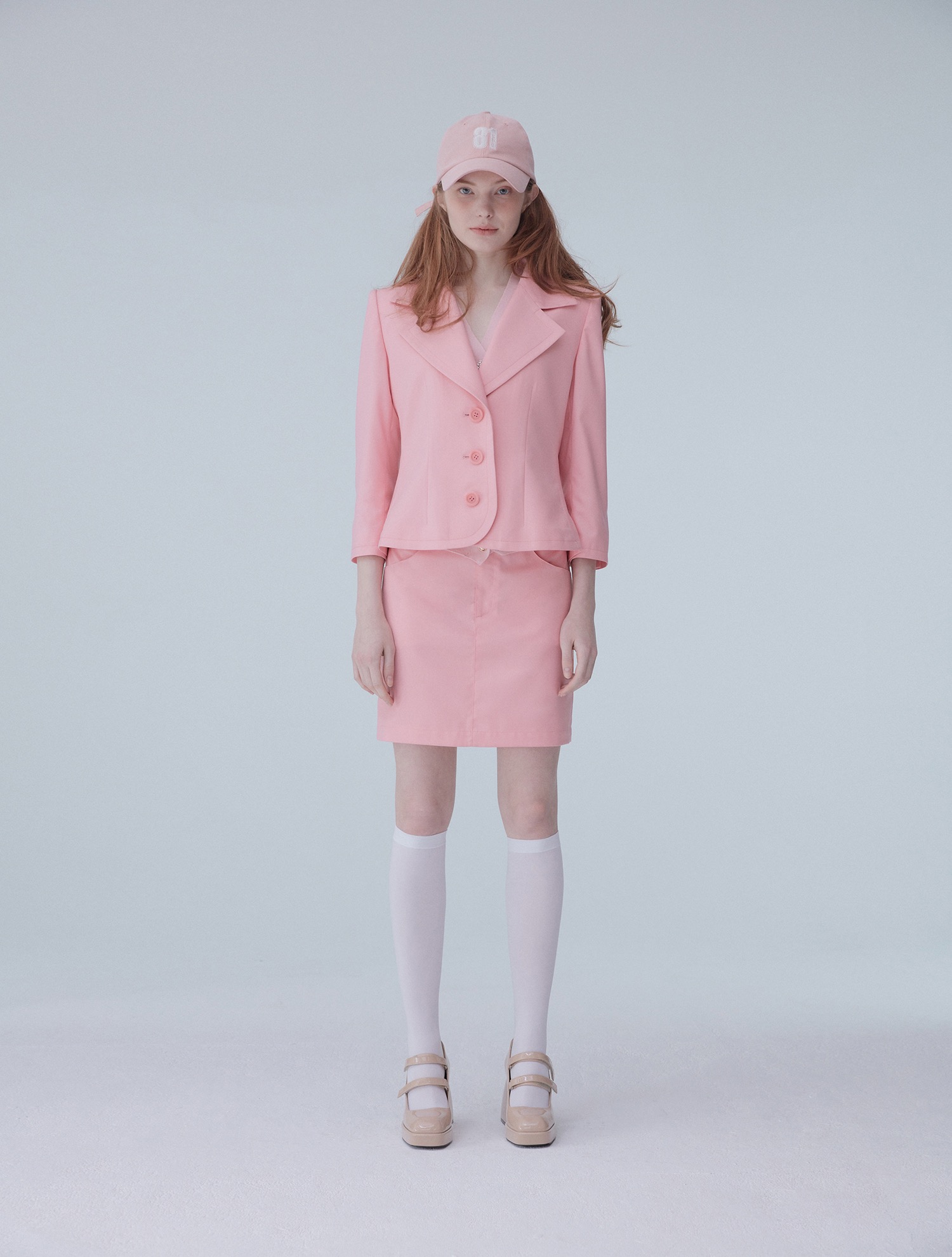One button short jacket 002 Pink