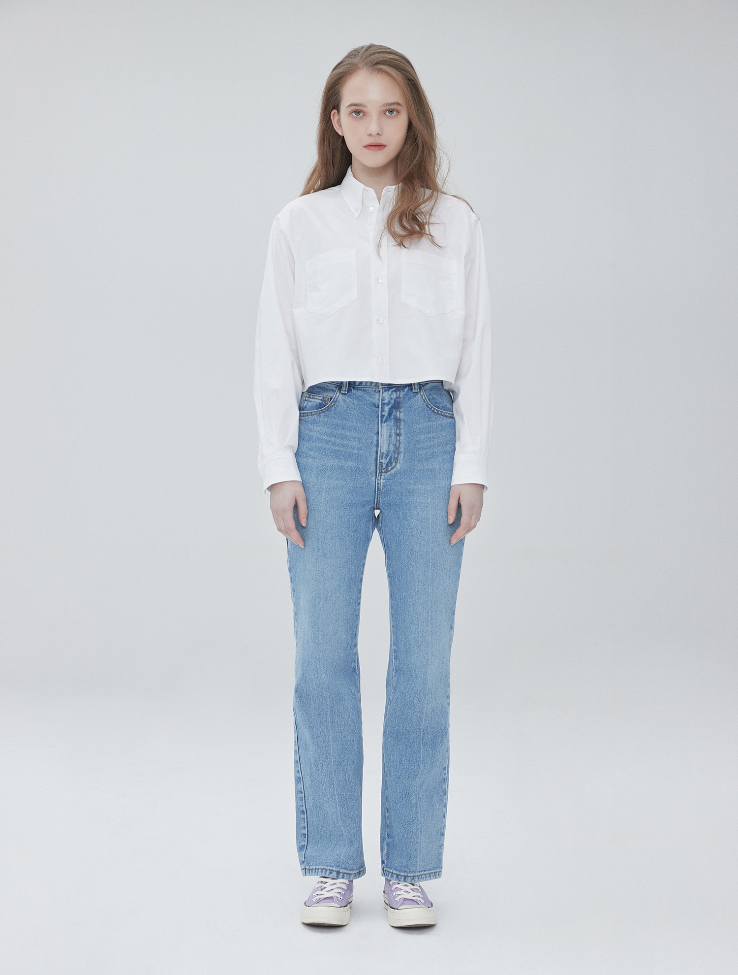 [임지연 착용]Crop shirt 001 White