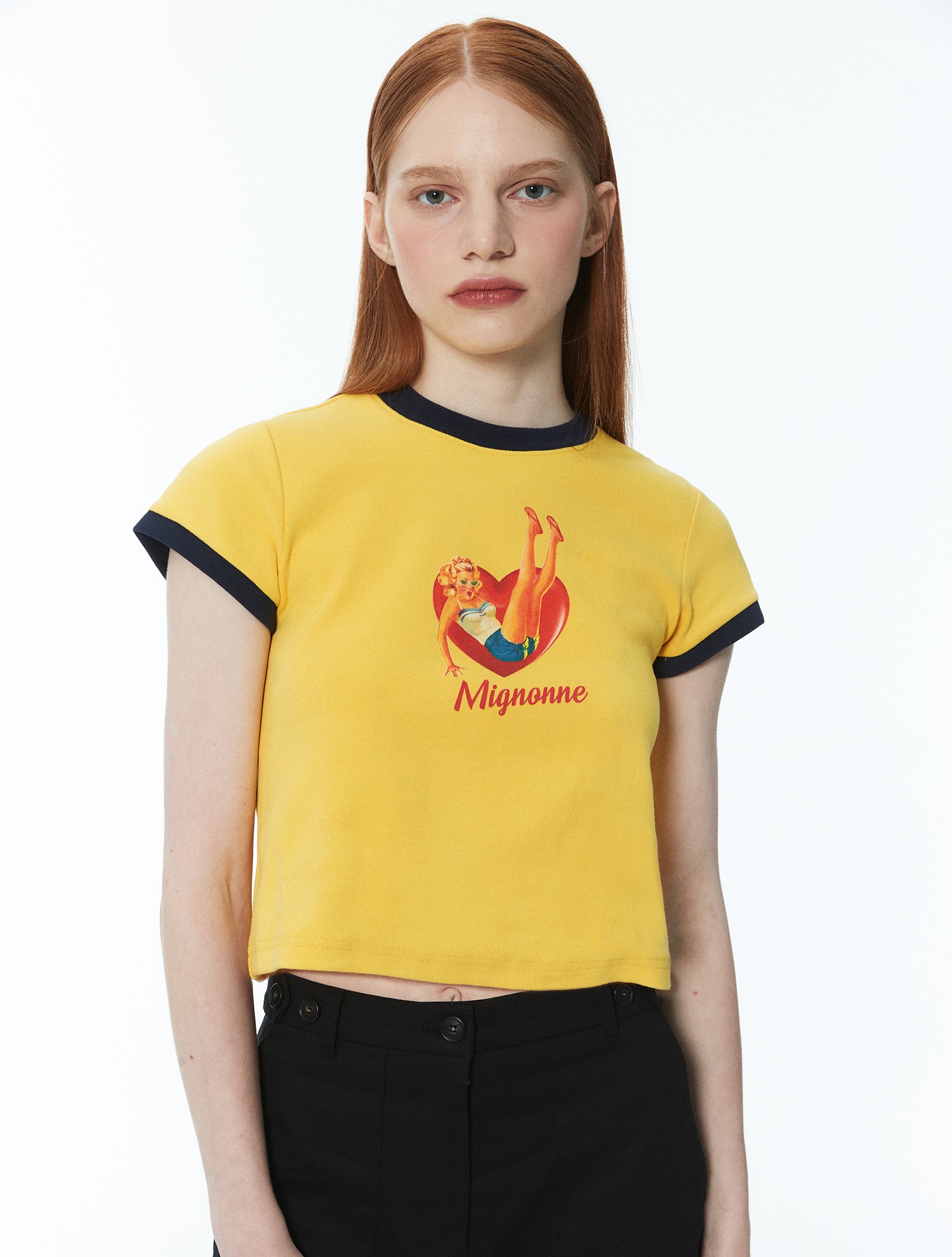 Pin-up girl crop t-shirt 002 Yellow