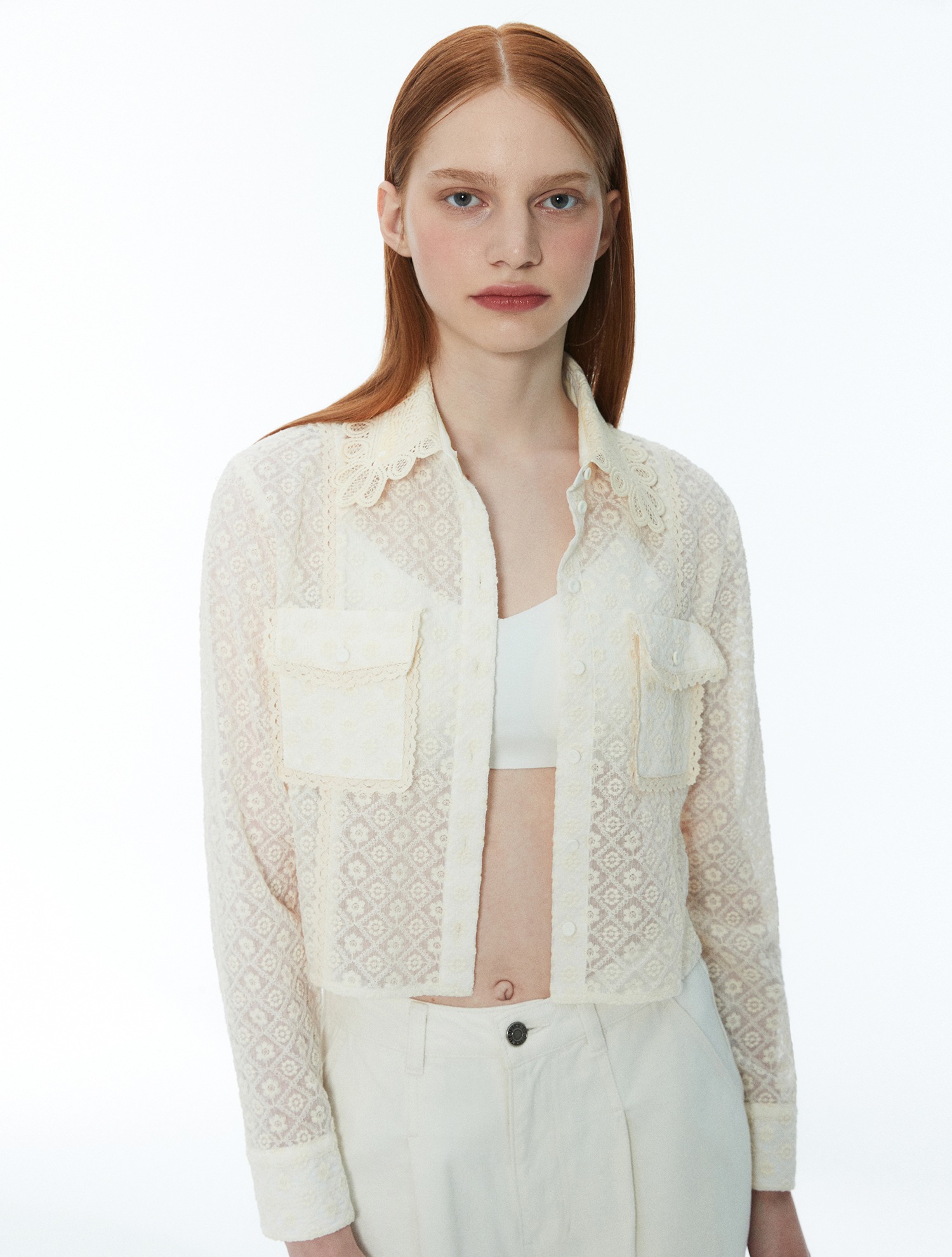 [6/23 예약배송]Lace blouse 001 Ivory